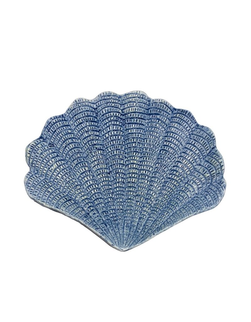 Blue Glazed Ceramic Shell Tray