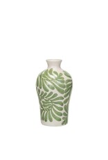 Green & Cream Ceramic Vine Vase
