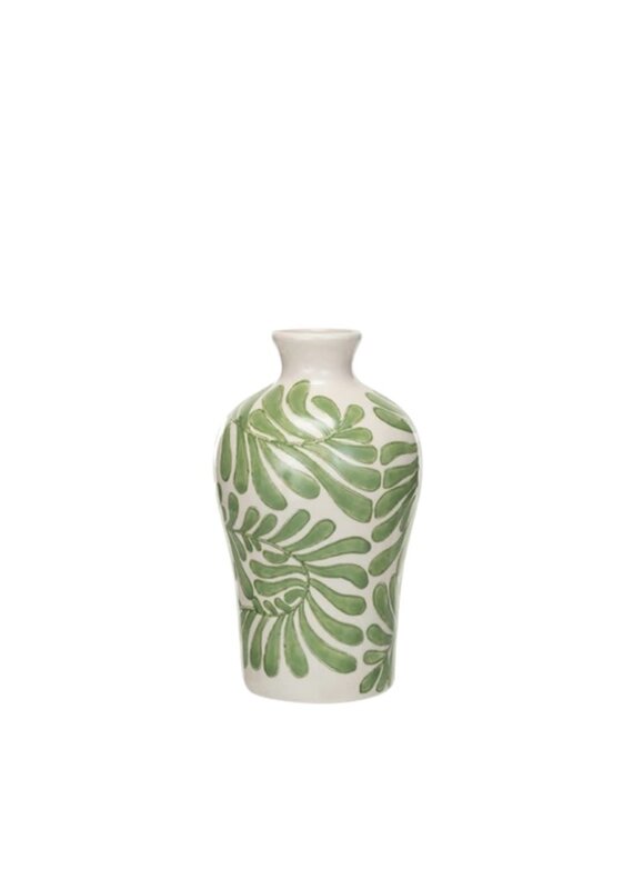 Green & Cream Ceramic Vine Vase