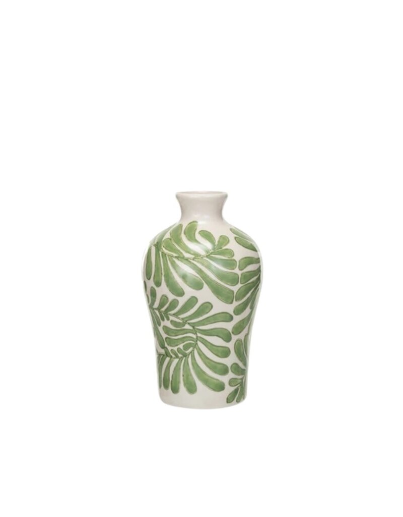 Green & Cream Ceramic Vine Vase