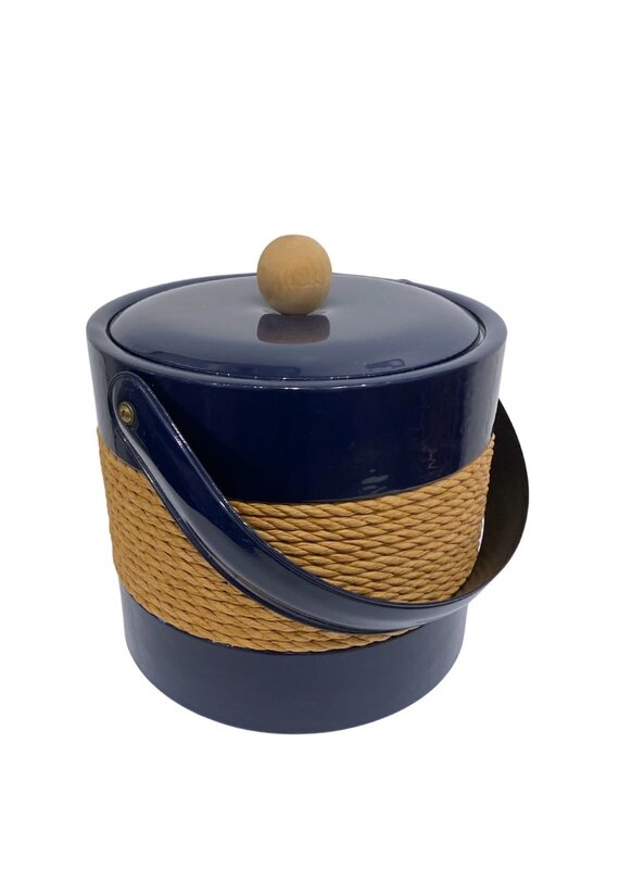 Vintage Navy Vinyl & Rope George Briard Ice Bucket with Handle
