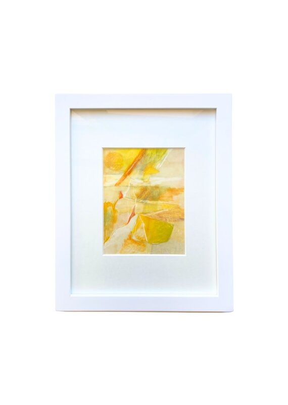 Vintage Framed Orange & Yellow Abstract Watercolor