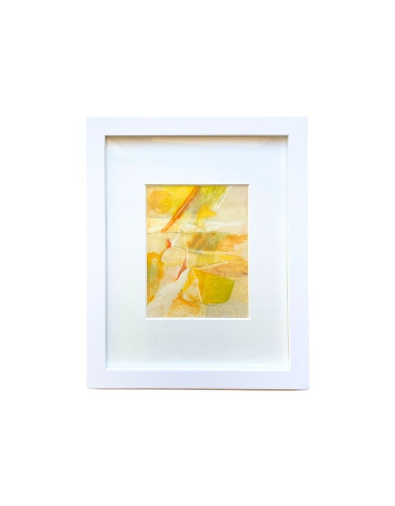 Vintage Framed Orange & Yellow Abstract Watercolor