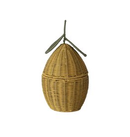 Yellow Lidded Lemon Basket with Green Leaves