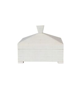 Ivory Bone Square Pyramid Box with Knob & Feet