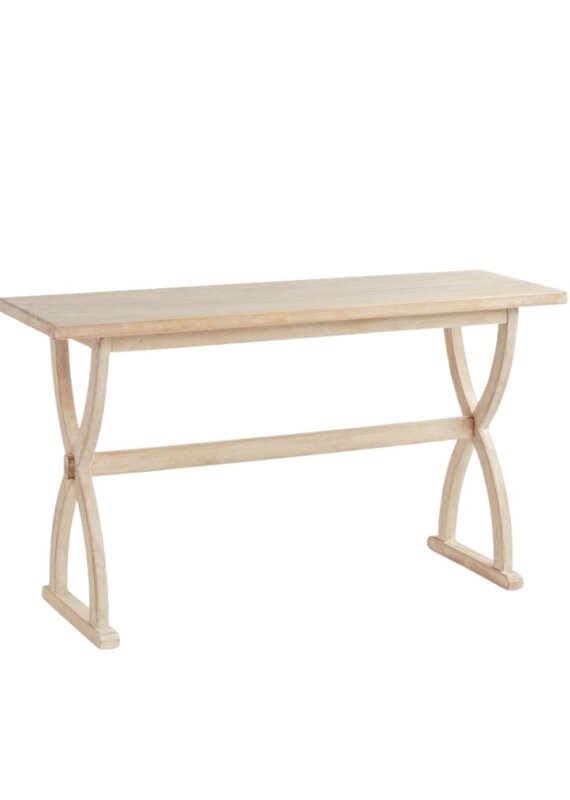 Whitewash Crisscross Wood Console Table