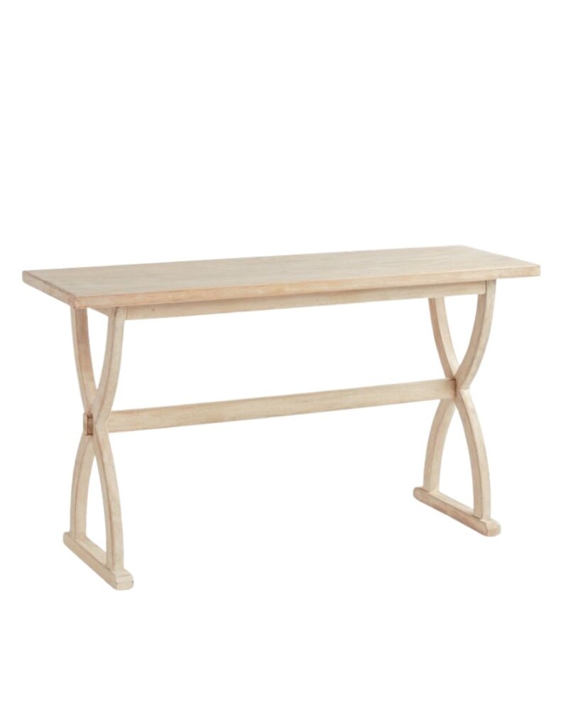 Whitewash Crisscross Wood Console Table