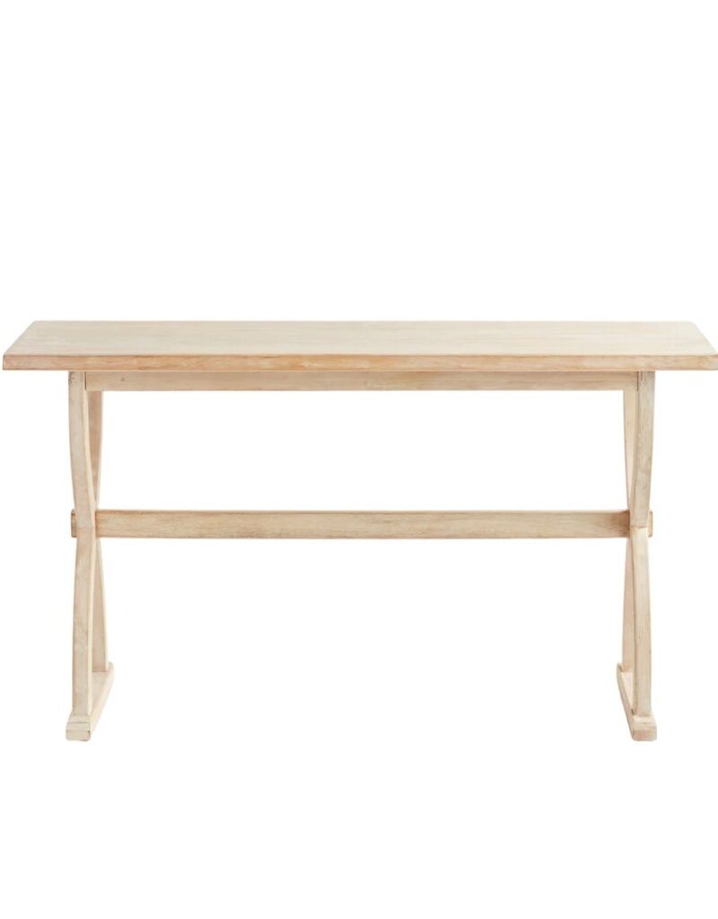 Whitewash Crisscross Wood Console Table