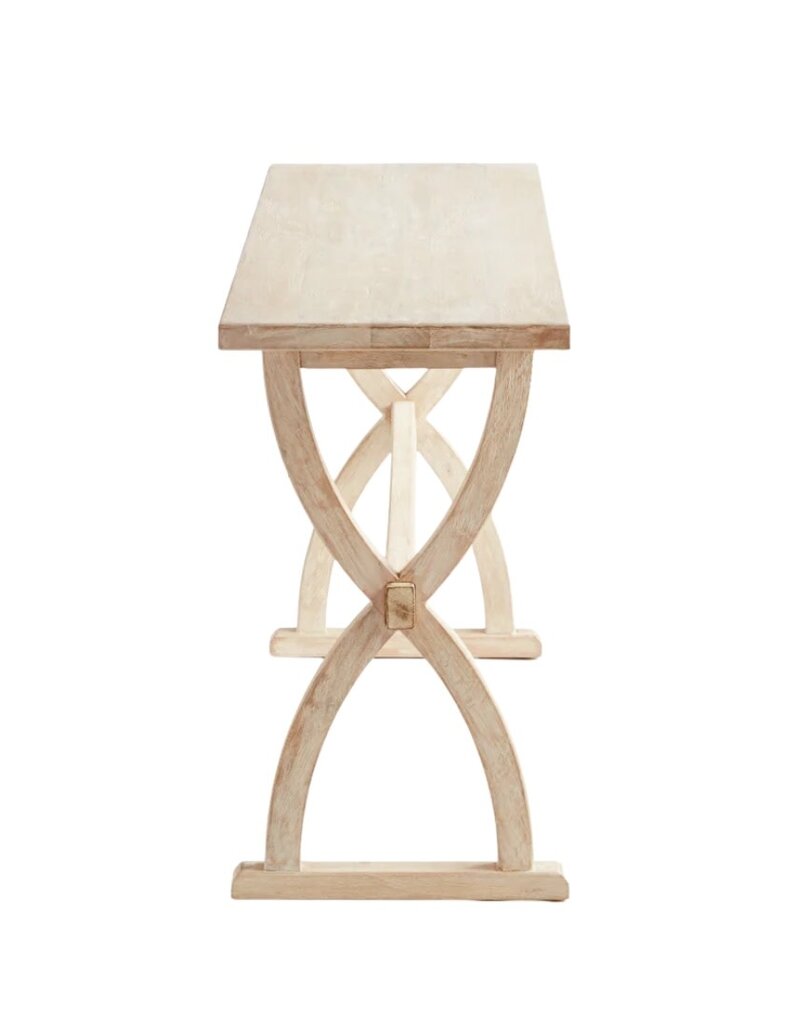 Whitewash Crisscross Wood Console Table