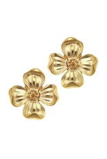 Gold Dogwood Flower Earrings