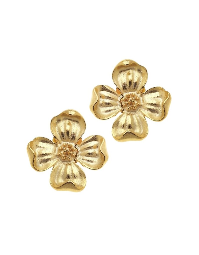 Gold Dogwood Flower Earrings