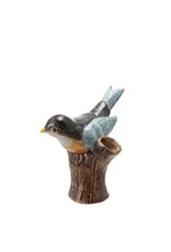 Multi-Colored Ceramic Bird & Branch Vase