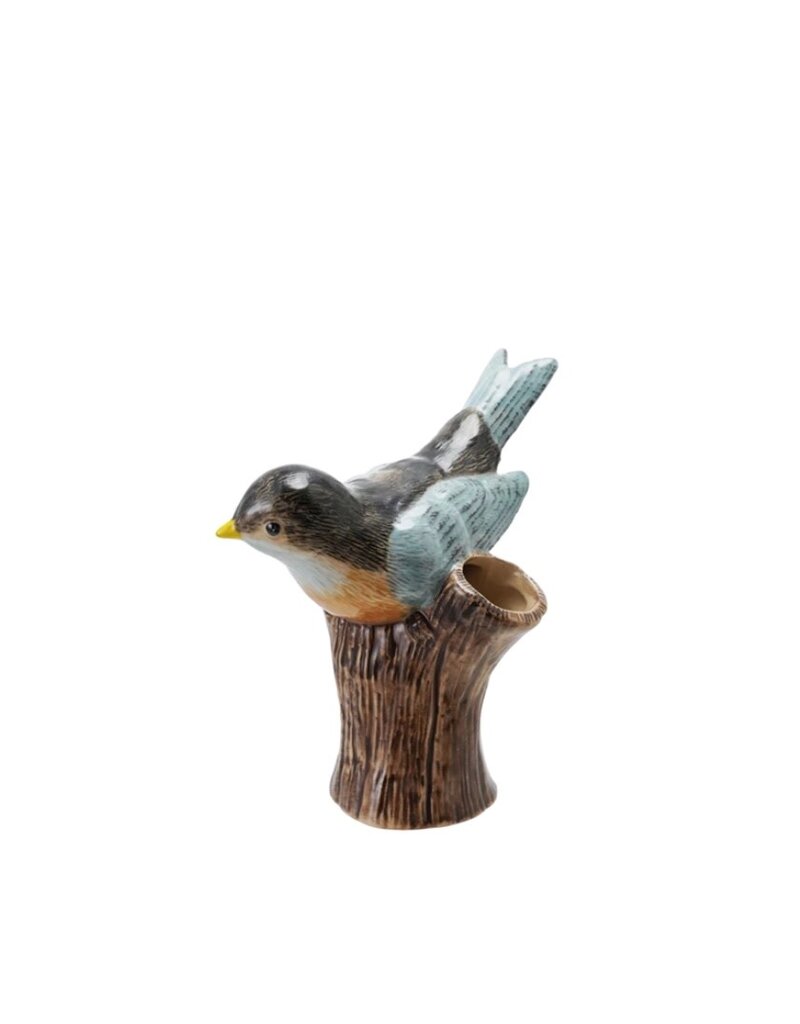 Multi-Colored Ceramic Bird & Branch Vase