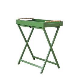 Green Lacquer Tray Table with Bamboo Handles