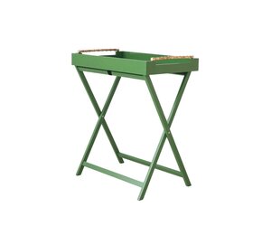 Green Lacquer Tray Table with Bamboo Handles - Found
