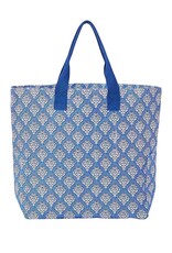 Blue & White Canvas Floral Tote Bag