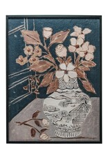 Framed Multi-Colored Textured Flowers In A Vase