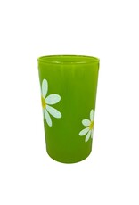 Vintage Set of 8 Green Highball Glasses With Daisies