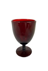 Vintage Set of 6 Red Ribbed Stem Glasses