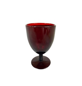 Vintage Set of 6 Red Ribbed Stem Glasses