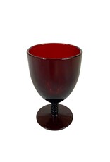 Vintage Set of 6 Red Ribbed Stem Glasses