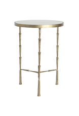 Gold Bamboo Side Table with White Marble Top