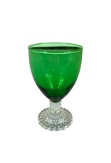 Vintage Set of 10 Green Glasses with Clear Twisted Foot