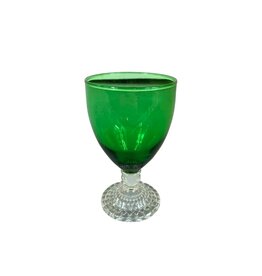 Vintage Set of 10 Green Glasses with Clear Twisted Foot
