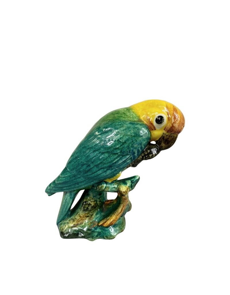 Vintage Pair of Colorful Ceramic Parakeets