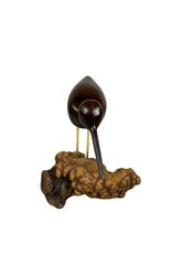 Vintage Dark Brown Wood Sandpiper Bird on Organic Wood