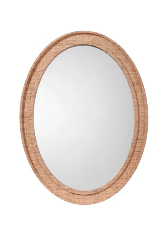 Natural Raffia Wrapped Oval Mirror