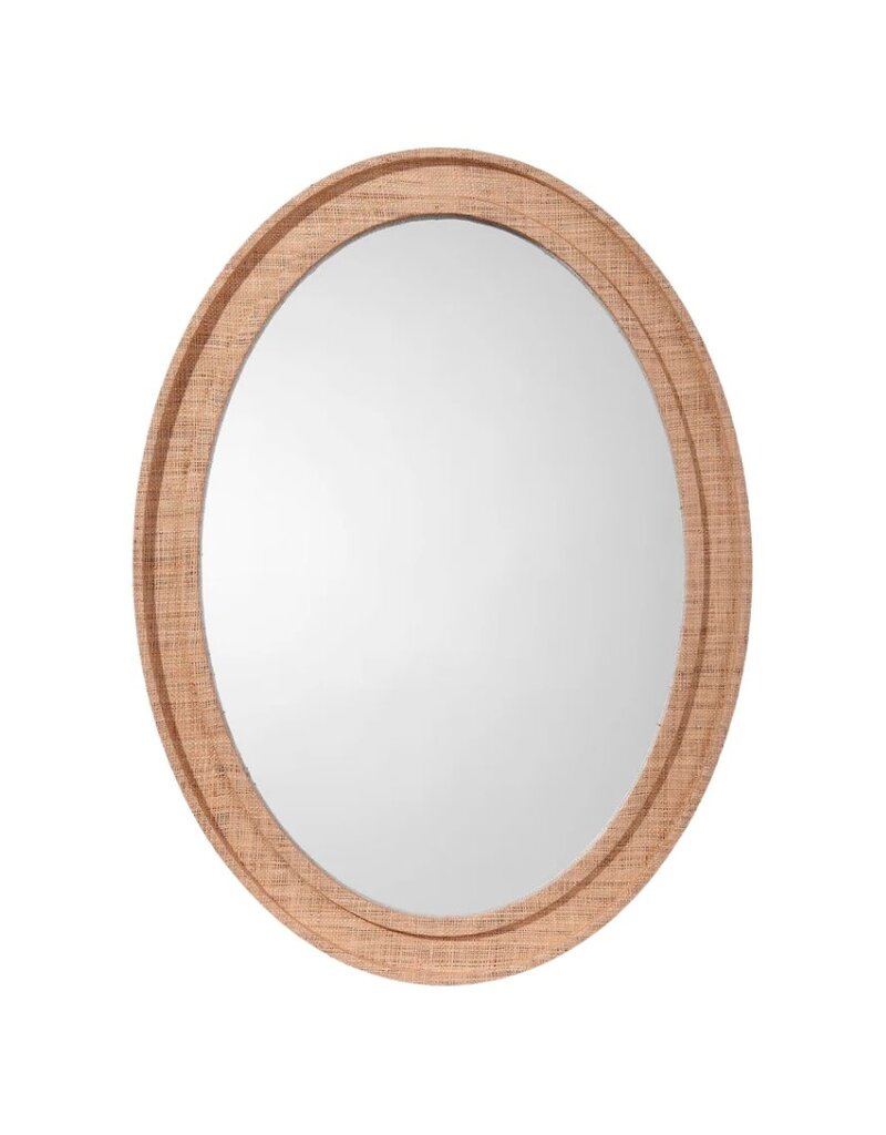 Natural Raffia Wrapped Oval Mirror