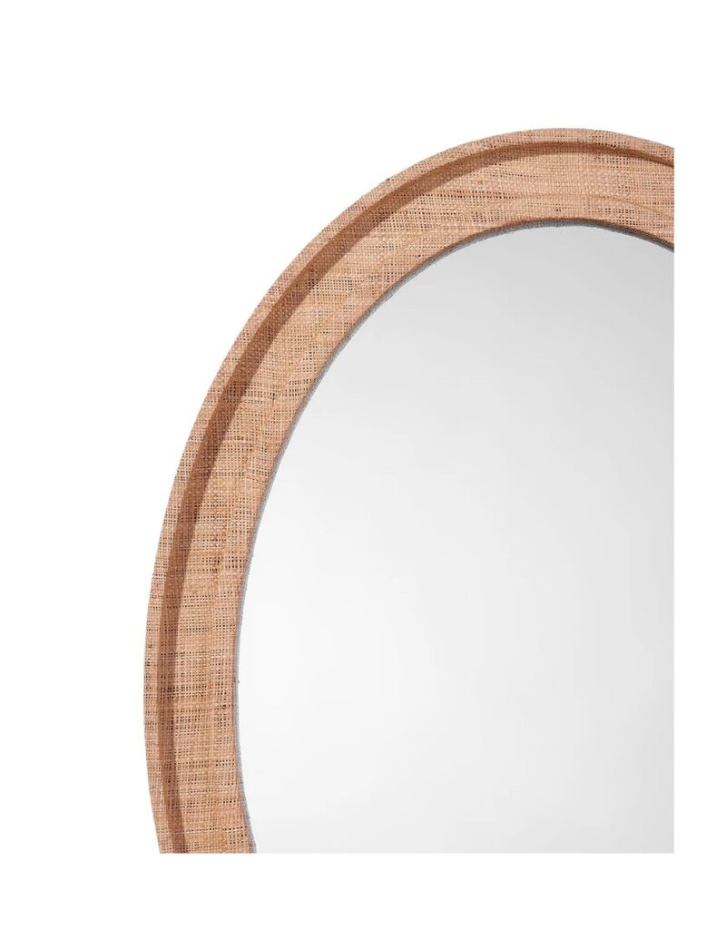 Natural Raffia Wrapped Oval Mirror