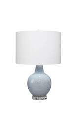 Light Blue Ceramic Gourd Lamp with Lucite Base & White Shade