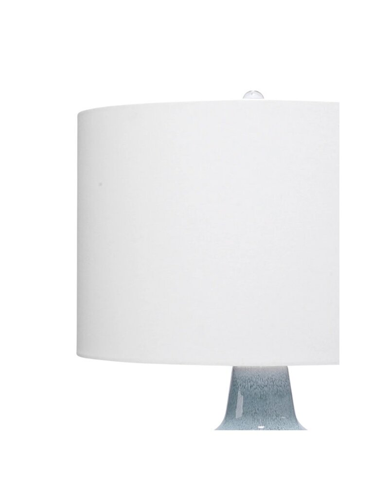 Light Blue Ceramic Gourd Lamp with Lucite Base & White Shade