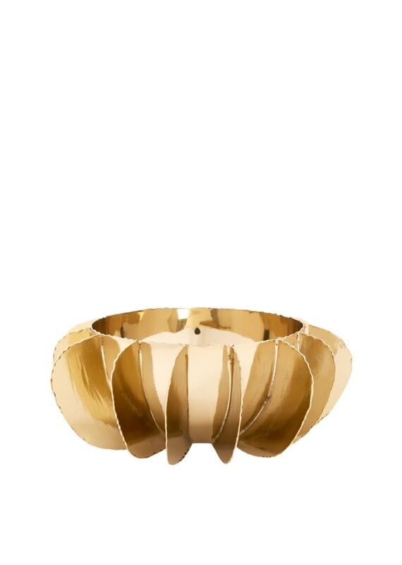 Gold Metal Bowl with Hammered Edges