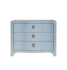 Light Blue Wavy Linen Wrapped Chest of Drawers