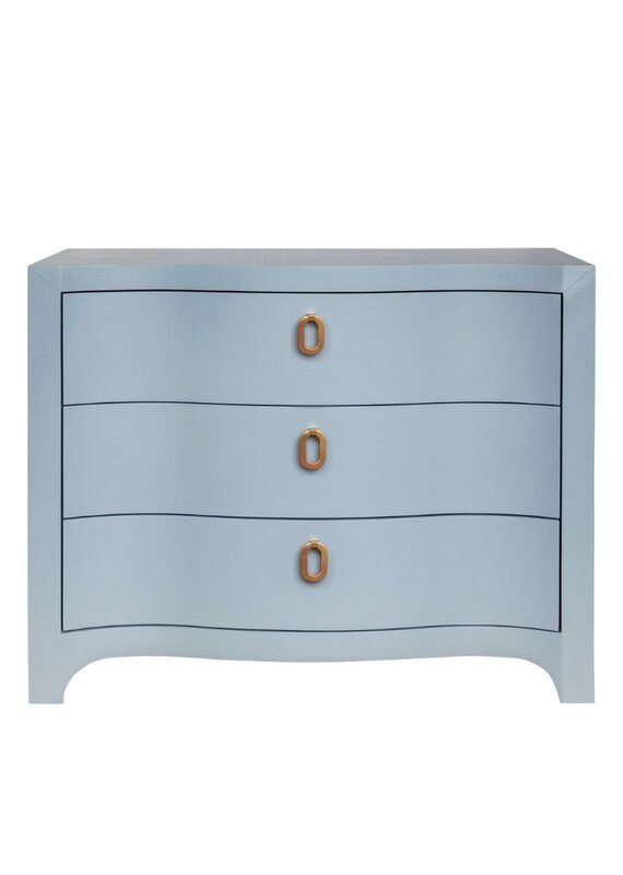 Light Blue Wavy Linen Wrapped Chest of Drawers