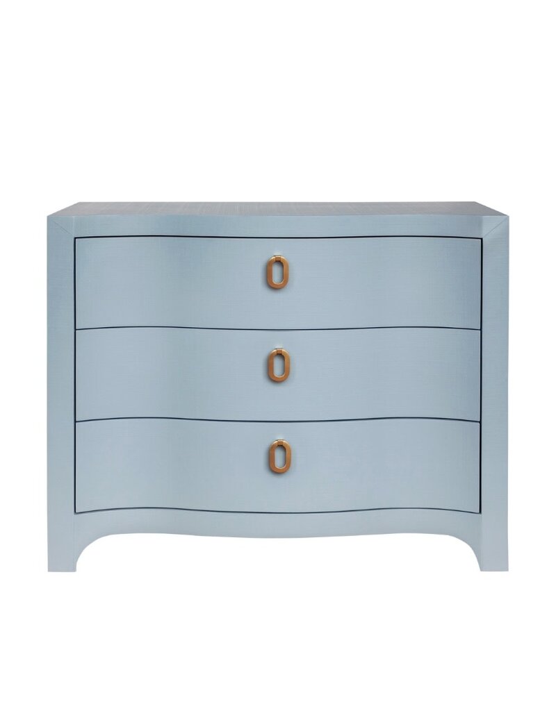 Light Blue Wavy Linen Wrapped Chest of Drawers