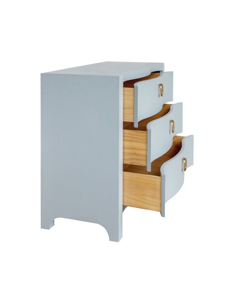 Light Blue Wavy Linen Wrapped Chest of Drawers