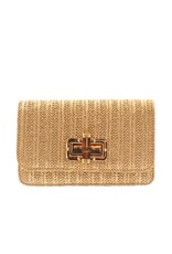 Gold Raffia Clutch with Gold & Bamboo Twist Lock