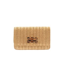 Gold Raffia Clutch with Gold & Bamboo Twist Lock