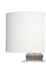 Grey & White Striped Round Ceramic Lamp with White Shade