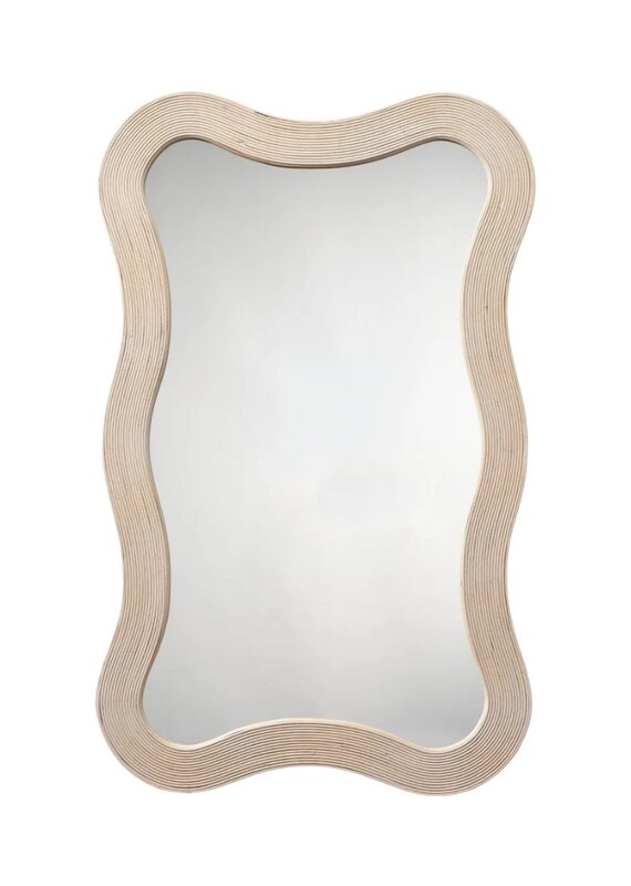 Natural Wavy Bamboo Rectangular Mirror
