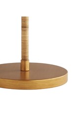 Natural Rattan Wrapped Brass Pole Floor Lamp with Wicker Shade