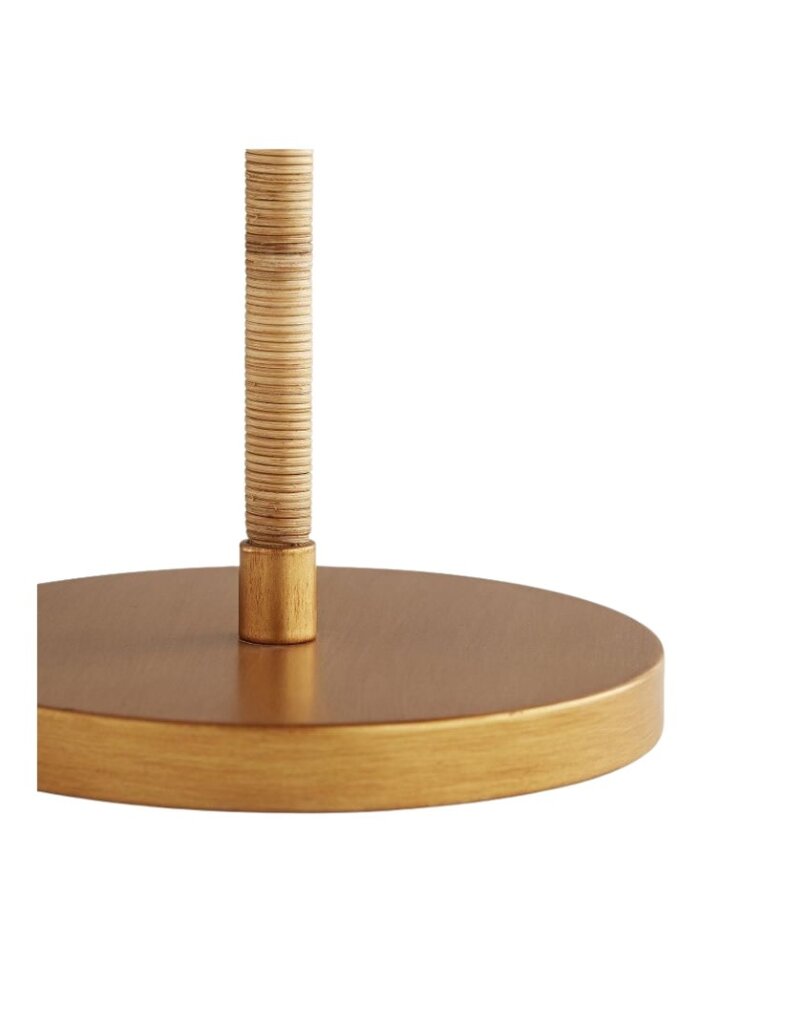 Natural Rattan Wrapped Brass Pole Floor Lamp with Wicker Shade