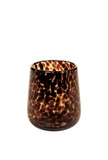 Set of 6 Amber & Black Tortoise Stemless Glasses