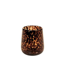 Set of 6 Amber & Black Tortoise Stemless Glasses