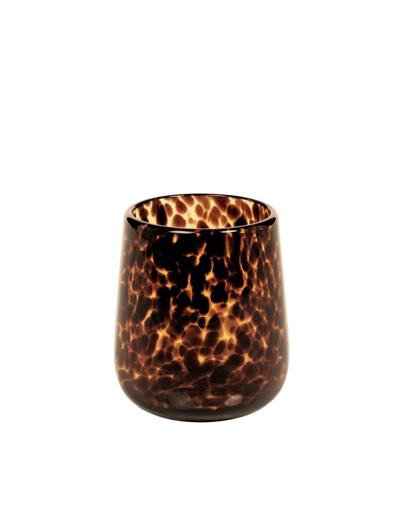 Set of 6 Amber & Black Tortoise Stemless Glasses