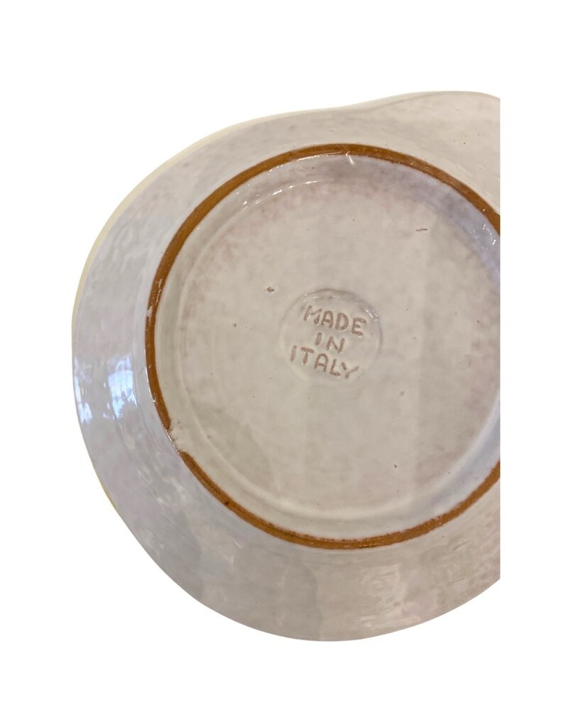 Vintage Yellow Ceramic Lemon Tray with Green Leaves & Stem